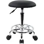 KKTONER Swivel Rolling Stool with Footrest Height Adjustable PU Leather Salon