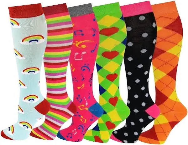 Women's Fancy Knee High Socks (6 Pairs)