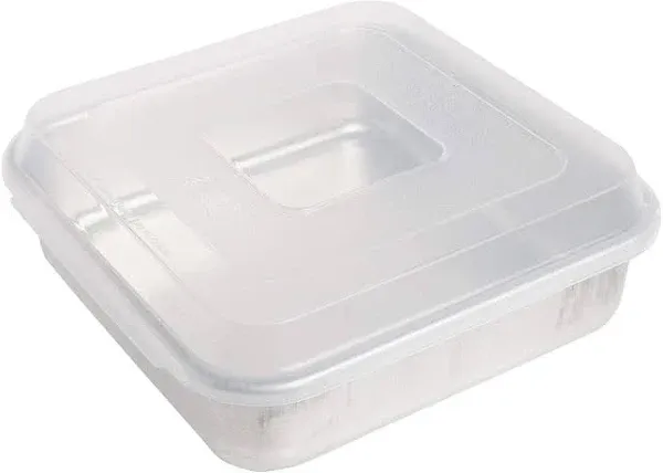 Natural Aluminum Commercial Square Cake Pan with Lid, Exterior 9.88 x 9.88 In...