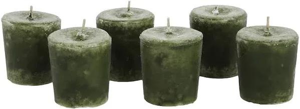 Aroma Naturals Votive Candles Essential Oil with Juniper Spruce and Basil, Evergreen Holiday, 6 Count