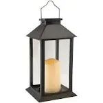 Traditional Black Solar Powered Lantern with LED Candle