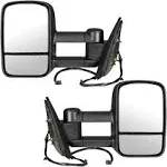 Heated Manual Towing Mirrors; Textured Black (14-18 Silverado 1500)