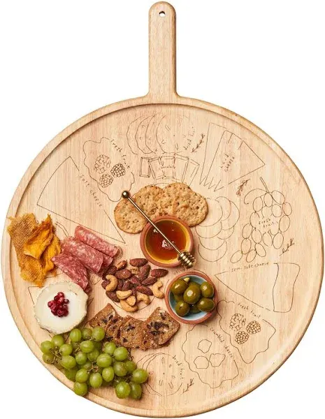 Charcuterie Board with Placement Guide - Best Gift for Housewarming & Foodies - Easy-to-Follow Visual Map Designed by Meg Quinn - Create A Pro-Level Board Arrangement - 22 x 17