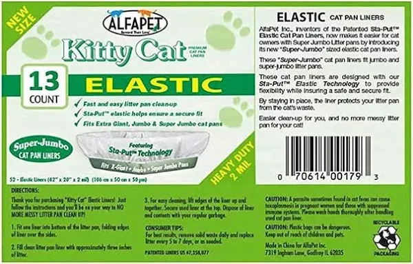 Kitty Cat Pan Litter Box Disposable, Elastic Liners-13-Pack<wbr/>-For Extra-Giant, ...