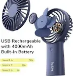 JISULIFE Handheld Mini Fan [20Hrs Cooling] USB Rechargeable 4000mAh Portable Fan, Battery Operated Hand Fan for Travel/Makeup/Eyelash/Camping/Home/Office, Ideal Gifts for Women, Men, Boys, Girls-Blue