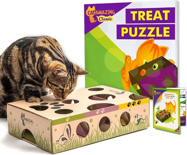 Classic – Cat Puzzle Feeder – Interactive Enrichment Toy – Treat Puzzle Box –...