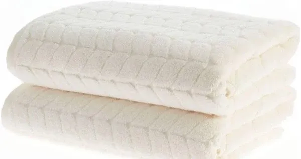 BAGNO MILANO Turkish Cotton Ultra-Soft Plush Absorbent Quick Dry Bathroom Towel Set, Made in Turkey (Cream, 2 pcs Bath Towel Set)