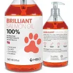 Brilliant Omega 3 Salmon Oil for Dogs & Cats - Norwegian Fish Oil Supplement with EPA & DHA Fatty Acids for Shedding, Allergy, Itching, Dry Skin & Joint Health - Skin and Coat Fish Oil Liquid, 16.9 Oz