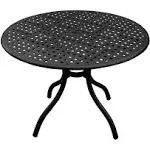 Oakland Living Modern Outdoor Mesh Aluminum 42 in. Round Patio Dining Table Black