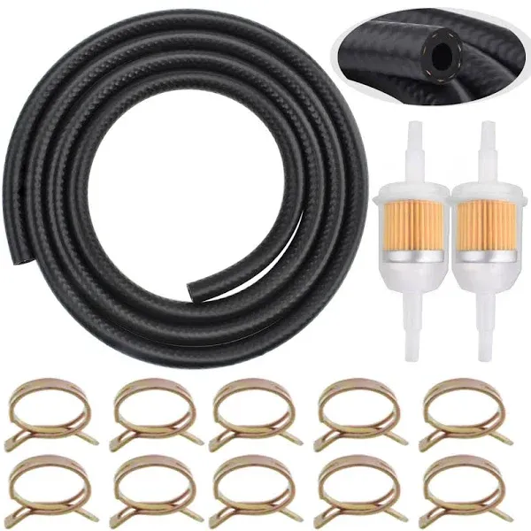 US 6 Feet 1/4&#034;Motorcycle Gas Fuel Line Tubing Hose Clamps +Fuel Filter Parts Set