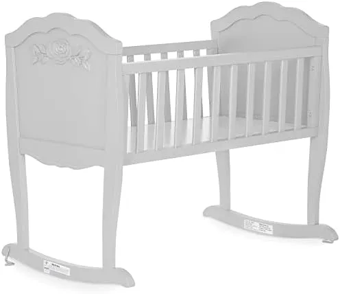 SweetPea Baby Rose Cradle in White, with 1&#034; Mattress Pad, JPMA Certified