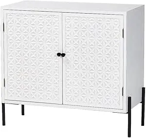 Baxton Studio Nefeli White Black 2 Door Storage Cabinet