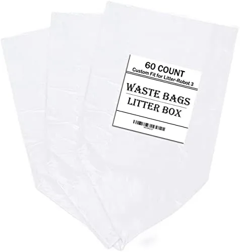 Replacement Waste Drawer Liners Compatible with Litter Bag Robot 3 4, 60 Count Waste Bags, 9-11 Gallons