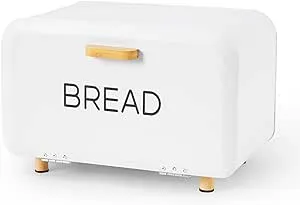 Black Bread Box for Kitchen Countertop - Large Capacity Bread Storage Container Modern Bread Box - Stylish Metal Bread Organizer