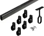 PHILLCO Closet Rod Kit Oval Rod 92 inch 2337mm Long with 6 End Caps and Center Support Matte Black