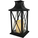 LumaBase Solar Powered Lantern with LED Candle - Crisscross