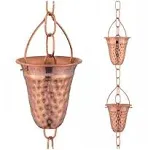 Marrgon Copper Rain Chain with Hammered Bell Style Cups for Gutter Downspout Replacement