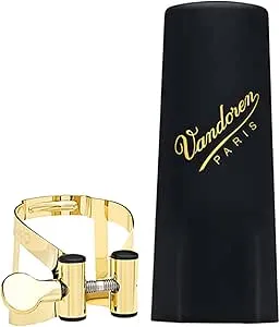 Vandoren LC58GP M/O Ligature and Plastic Cap for Tenor Saxophone; Gold Plated