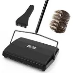 JEHONN Carpet Floor Sweeper Manual with Horsehair, Non Electric Quite Rug Roller