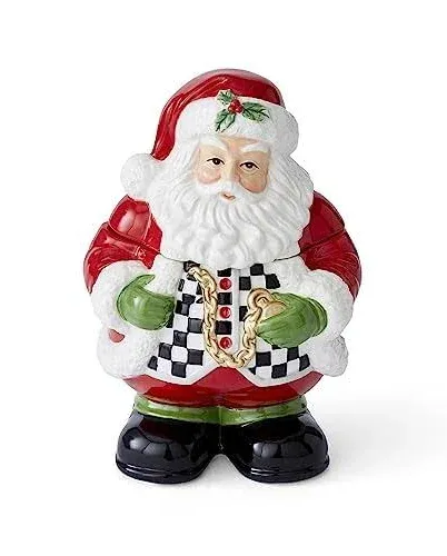 Figural Black and White Check Santa Plate