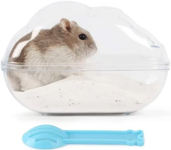 BUCATSTATE Hamster Sand Bath Container Large Hamster Toilet with Scoop Set Dust Bust Accessories for Small Animals (Transparent, Medium)