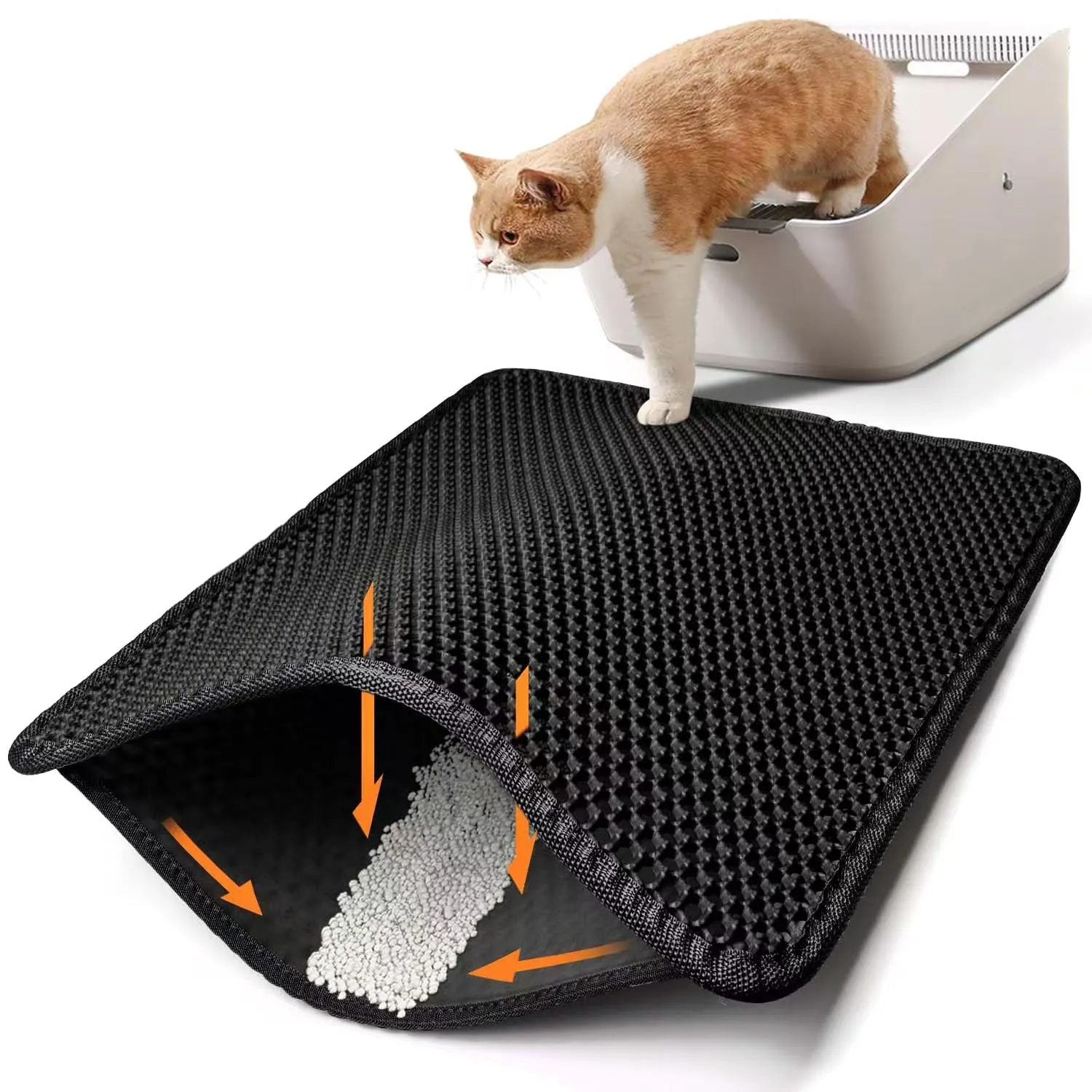 Conlun Cat Litter Mat Cat Litter Trapping Mat, Honeycomb Double Layer Design, Urine and Water Proof Material