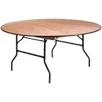 Flash Furniture 5.5-Foot Round Wood Folding Banquet Table with Clear Coated Finished Top