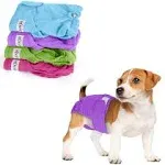 Luxja Reusable Female Dog Diapers (Pack of 4), Washable Wraps for Female Dog (Small, Sky Blue+Purple+Green+Rose Red)