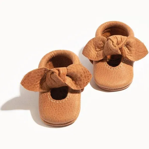 Freshly Picked Knotted Bow Baby Shoes, Blush, 2