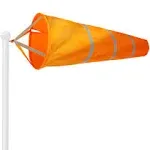 G128 Orange Windsock 30 Inch | Printed 210D Polyester | Heavy Duty Polyester Wind Direction Measurement with Reflective Belt, for Outdoor Airport, Farm and Park