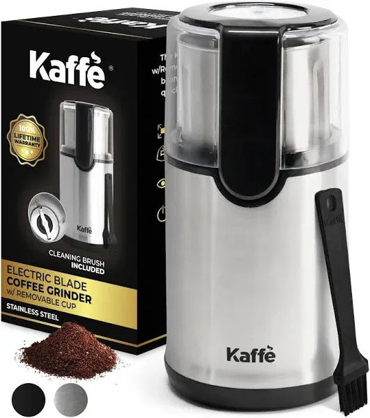 Kaffe Electric Coffee Grinder with Removable Cup (3.5oz) - Stainless Steel - ...