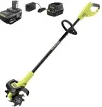 RYOBI ONE+ 18V 8 in. Cordless Cultivator with 4.0 Ah Battery and Charger