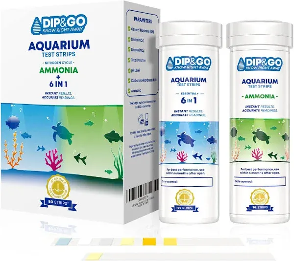 Aquarium Test Strips. Ammonia Test Kit for Aquarium. Range-Guided and Easy-to...