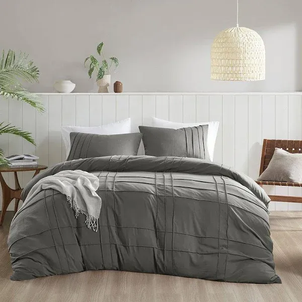 Comfort Spaces Size Duvet Cover Set 3 Pieces Pintuck Pleated Duvet Cover