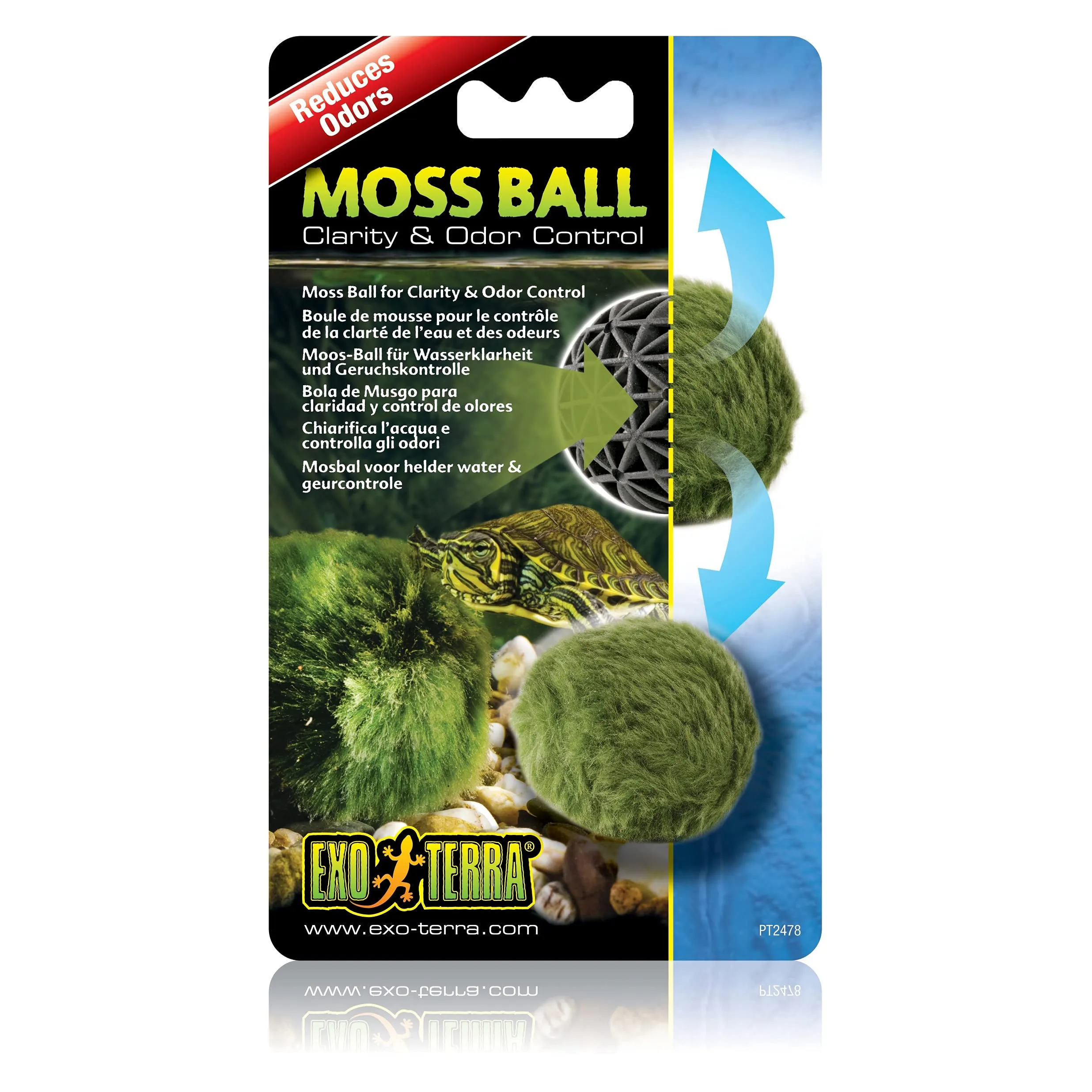 Exo Terra Reptile Moss Ball Clarity &amp; Odor Control 10-20 Gallon Tank Terrarium