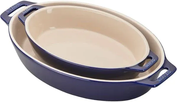 Staub Ceramic 2-Piece Oval Baking Dish Set - Dark Blue