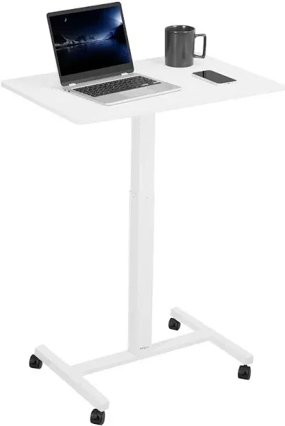 VIVO White 28" Pneumatic Mobile Workstation Cart