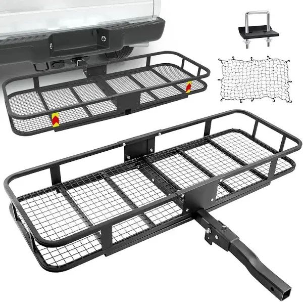 Hitch Mount Cargo Carrier with Cargo Net and Anti-Rattle Stabilizer 60&#034; x 21&#034;...