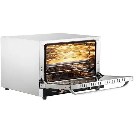 Commercial Convection Oven, 47L/43Qt, Half-Size Conventional Oven Countertop, 1600W 4-Tier Toaster w/ Front Glass Door, Electric Baking Oven w/ Trays Wire Racks Clip Gloves, 120V, ETL Listed