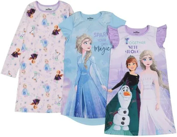 Disney Girls' 3-Pack Soft & Cute Nightgowns