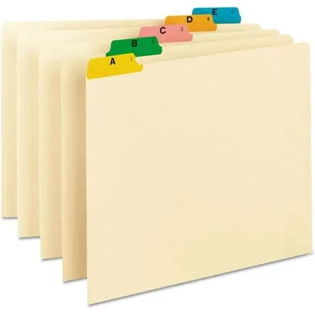 Smead 50180 Recycled Top Tab File Guides, Alpha, 1/5 Tab, Manila, Letter (Set...