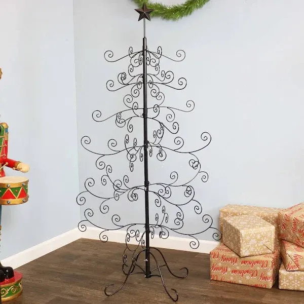 Sunnydaze Indoor Metal Noelle Christmas Holiday Ornament Craft Bauble Tree Holder Display - 60" - Black