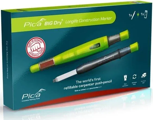 Pica 6095 Marker/Deep Hole Marker Value Box Pen Big Dry, 1 x Refill Water Soluble "Red" and "White" in Practical Cushion Box, Pack of 2 (1 Pack)