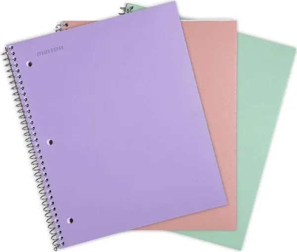 Mintra Office Durable Spiral Notebooks, 1 Subject, (Purple, Wide Ruled 3 Pack...