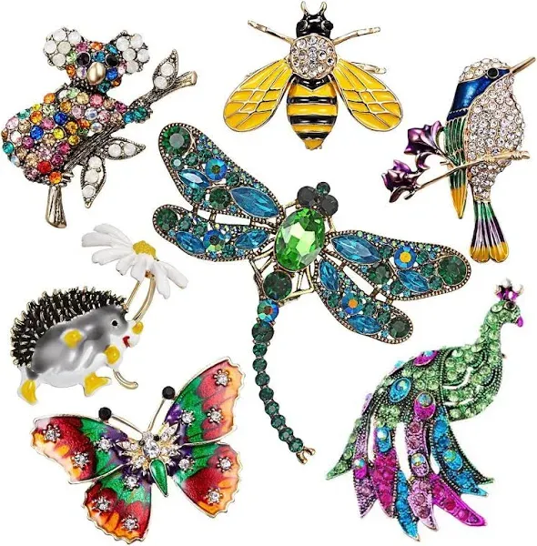 Women Brooch Set Crystal Pin Christmas Gifts Stocking Stuffers Vintage Animal...