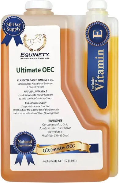 Ultimate OEC – Horse Supplements & Hoof Supplements for Horses - Omega 3 with Flax Seed Oil, Horse Oil, Vitamin E for Horses & Coat Defense for Horses - Vet-Approved Horse Joint Supplement & Hoof Oil