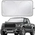 Magnelex Car Windshield Sunshade with Bonus Steering Wheel Cover Sun Shade. Reflective Polyester Blocks Heat and Sun. Foldable Sun Shield That Keeps Your Vehicle Cool (X-Large 65.7 x 36.4 in)