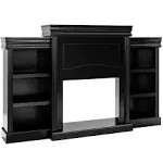 Costway 70'' Fireplace TV Stand Modern Media Entertainment Center Bookcase Black