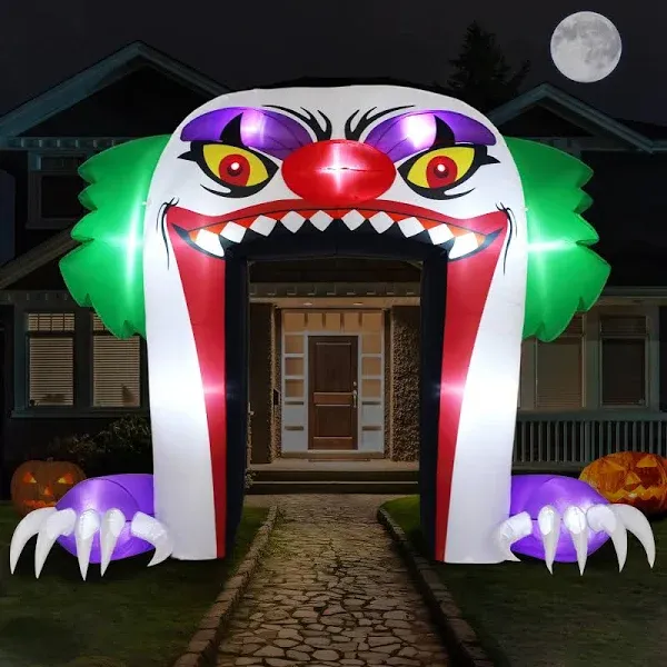 Funflatable Giant 10 FT Halloween Inflatables Clown Archway Outdoor Decoratio...