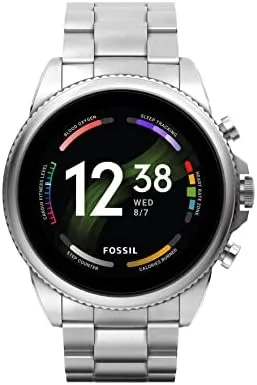 FOSSIL Mens Gen 6 Touchscreen Smart Watch, Wear OS by Google, Silver, FTW4060V